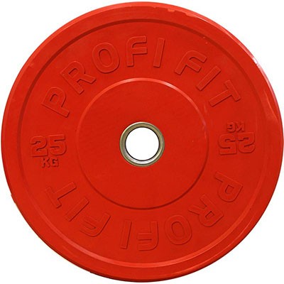 Диск для штанги каучуковый, красный, PROFI-FIT D-51, 25 кг